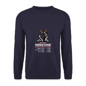 Ohne Norwegischer Elchhund ist alles doof - Unisex Pullover - Navy - Vorne - Alina (178cm) & Michal (187cm)