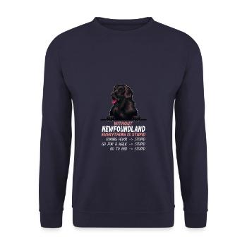 Ohne Neufundländer ist alles doof - Unisex Pullover - Navy - Vorne - Alina (178cm) & Michal (187cm)