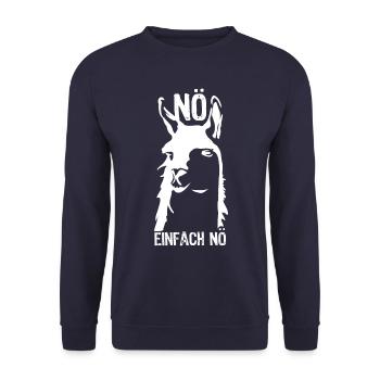 Nö, einfach nö, ich muss garnichts - Lama - Spruch - Unisex Pullover - Navy - Vorne - Alina (178cm) & Michal (187cm)