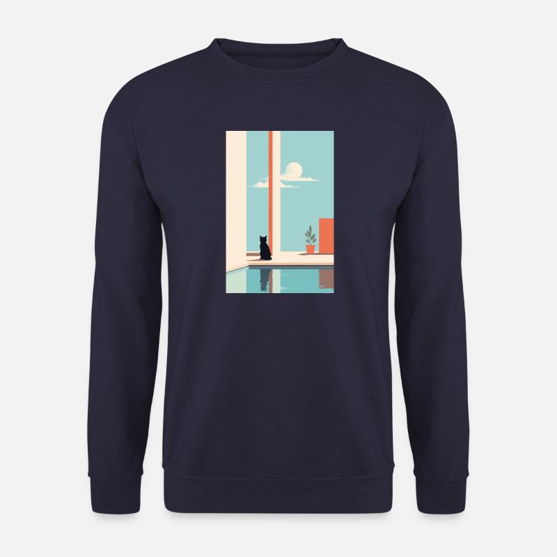 cat by the pool - Unisex Sweatshirt - navy