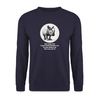 Rhinozeros (Nashorn) mit Turnschuhen- english - Unisex Pullover - Navy - Vorne - Alina (178cm) & Michal (187cm)