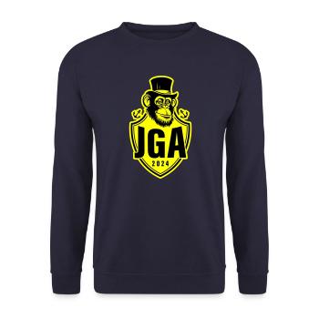 Junggesellen Abschied 2024 Affe Bräutigam Jga - Unisex Pullover - Navy - Vorne - Alina (178cm) & Michal (187cm)