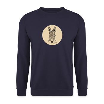 Esel Emil gelb - Unisex Pullover - Navy - Vorne - Alina (178cm) & Michal (187cm)