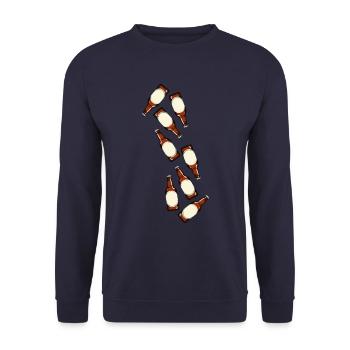 Bierflasche Bier - Unisex Pullover - Navy - Vorne - Alina (178cm) & Michal (187cm)