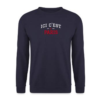 Ici c'est PARIS - Sweat-shirt Unisexe - marine - Devant - Alina (178cm) & Michal (187cm)