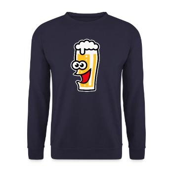 Funny Beer Glass (Beer Drinker / Pale Ale / 4C) - Unisex Sweatshirt - navy - Front - Alina (178cm) & Michal (187cm)