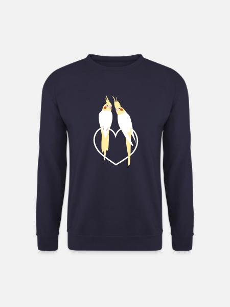 Nymphensittich Lutino Liebespaar auf Herz - Unisex Pullover - Navy