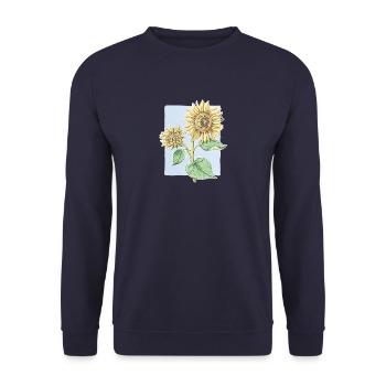 Sunflower flower - drawing - Unisex Sweatshirt - navy - Front - Alina (178cm) & Michal (187cm)