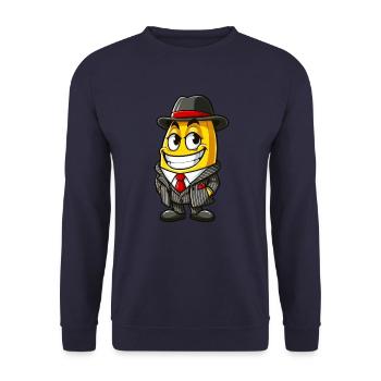 Cool Banane Mafia Gangster Dessin animé Élégant - Sweat-shirt Unisexe - marine - Devant - Alina (178cm) & Michal (187cm)