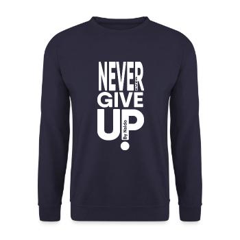 Gib niemals auf - Unisex Pullover - Navy - Vorne - Alina (178cm) & Michal (187cm)