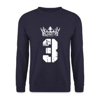 3 Zahl Krone - Unisex Pullover - Navy - Vorne - Alina (178cm) & Michal (187cm)
