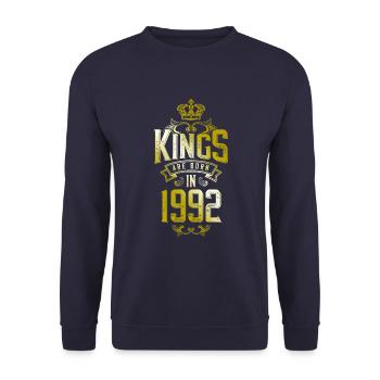 kings are born 1992 - Unisex Sweatshirt - navy - Front - Alina (178cm) & Michal (187cm)