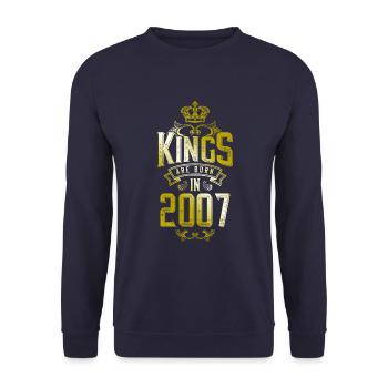 kings are born 2007 - Unisex Sweatshirt - navy - Front - Alina (178cm) & Michal (187cm)