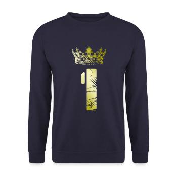 1 number crown - Unisex Sweatshirt - navy - Front - Alina (178cm) & Michal (187cm)