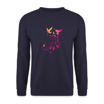 sourds,pigeons,oiseaux,vole d’oiseau,coloré,graffiti, - Sweat-shirt Unisexe - marine - Devant - Alina (178cm) & Michal (187cm)