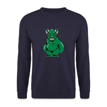 monster witzig doof 3c - Unisex Pullover - Navy - Vorne - Alina (178cm) & Michal (187cm)