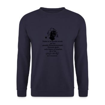 Zitat Descartes: Menschenverstand - Unisex Pullover - Navy - Vorne - Alina (178cm) & Michal (187cm)