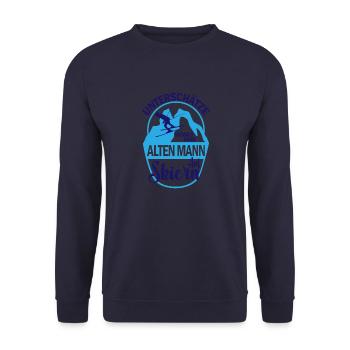 Alten mann skiern Winter Geschenk Urlaub Spruch - Unisex Pullover - Navy - Vorne - Alina (178cm) & Michal (187cm)