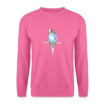 Blue spotted budgerigar watercolor - Unisex Sweatshirt - pink - Front