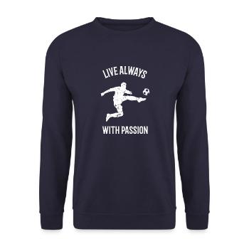 En direct always avec passion. - Sweat-shirt Unisexe - marine - Devant - Alina (178cm) & Michal (187cm)