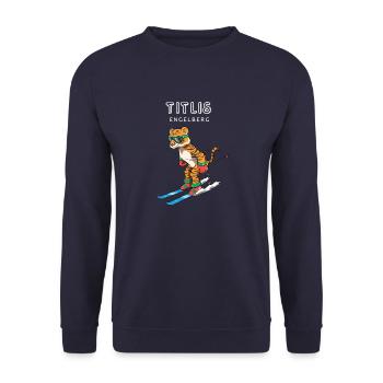 Titlis Engelberg Schweiz Retro Ski Tiger - Unisex Pullover - Navy - Vorne - Alina (178cm) & Michal (187cm)