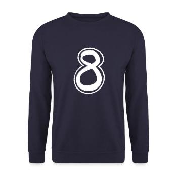 8 Huit chiffres Peint à la main Idée cadeau blanche - Sweat-shirt Unisexe - marine - Devant - Alina (178cm) & Michal (187cm)