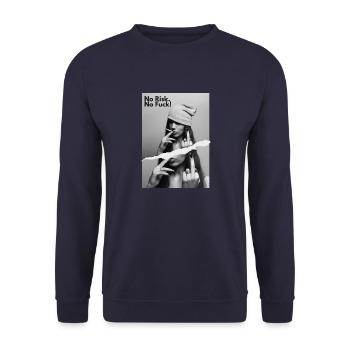 NRNF Statement Middlefinger Provokant - Unisex Pullover - Navy - Vorne - Alina (178cm) & Michal (187cm)