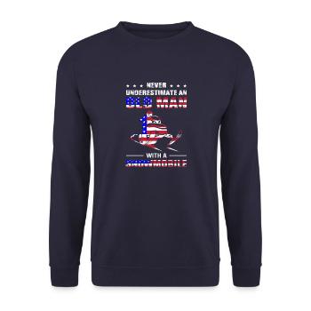 Snowmobile racing Evolution Wintersport Lebenss - Unisex Sweatshirt - navy - Front - Alina (178cm) & Michal (187cm)