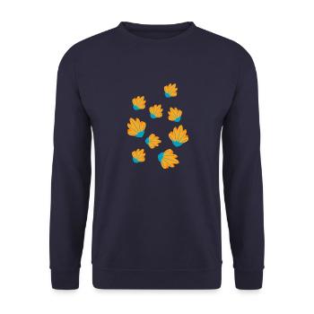 Flower Blume Pflanze - Unisex Pullover - Navy - Vorne - Alina (178cm) & Michal (187cm)
