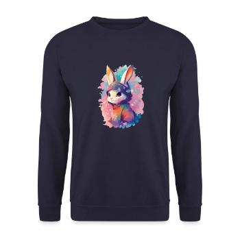 Süßes Häschen Aquarell - Unisex Pullover - Navy - Vorne - Alina (178cm) & Michal (187cm)