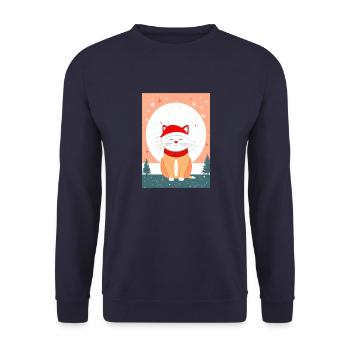 Chat mignon Noël - Sweat-shirt Unisexe - marine - Devant - Alina (178cm) & Michal (187cm)