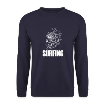 Barong Surfboard Summer Wave Bali Indonesia - Unisex Sweatshirt - navy - Front - Alina (178cm) & Michal (187cm)