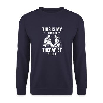 Physiotherapie Physiotherapeut Physio - Unisex Pullover - Navy - Vorne - Alina (178cm) & Michal (187cm)