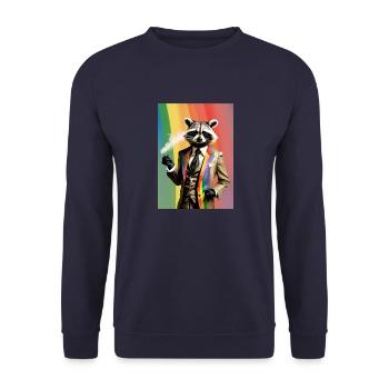 Smoking racoon in rainbow flag - Unisex Sweatshirt - navy - Front - Alina (178cm) & Michal (187cm)
