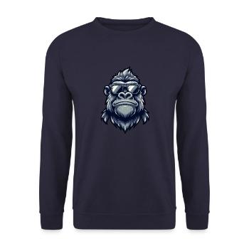 Cool Gorille Sunglasses Monkey - Unisex Sweatshirt - navy - Front - Alina (178cm) & Michal (187cm)