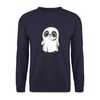 Faultier Halloween Lustig Geist - Unisex Pullover - Navy - Vorne - Alina (178cm) & Michal (187cm)