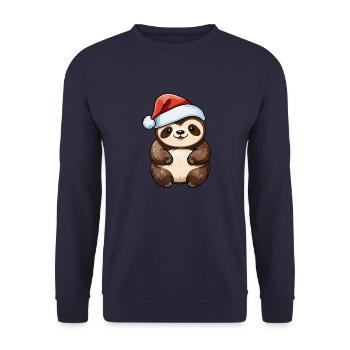 Dessin de Noël paresseux - Sweat-shirt Unisexe - marine - Devant - Alina (178cm) & Michal (187cm)