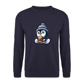 Penguin Snowboard Cheeseburger Fun - Sweat-shirt Unisexe - marine - Devant - Alina (178cm) & Michal (187cm)
