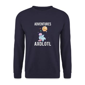 Axolotl Vintage Amphibian Aquatic Sprüche - Unisex Pullover - Navy - Vorne - Alina (178cm) & Michal (187cm)
