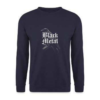 black metal design with raven - Unisex Sweatshirt - navy - Front - Alina (178cm) & Michal (187cm)