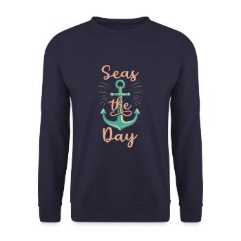 Mers La Croisière d’une Journée Voile Jeu de Mots Drôle Croisière - Sweat-shirt Unisexe - marine - Devant - Alina (178cm) & Michal (187cm)