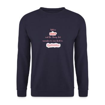 Börsenweisheit: sell in may and go away - Unisex Pullover - Navy - Vorne - Alina (178cm) & Michal (187cm)