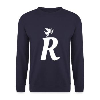 R - Unisex Sweatshirt - navy - Front - Alina (178cm) & Michal (187cm)