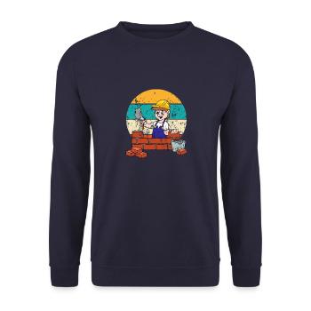 Vintage Retro Maurermeister Maurer - Unisex Pullover - Navy - Vorne - Alina (178cm) & Michal (187cm)