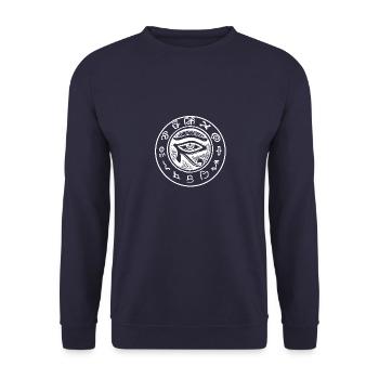 eye horus - egypt - Eye of the Rah - Pharaoh - Unisex Sweatshirt - navy - Front - Alina (178cm) & Michal (187cm)