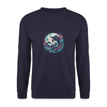 Dragons au clair de lune - Sweat-shirt Unisexe - marine - Devant - Alina (178cm) & Michal (187cm)