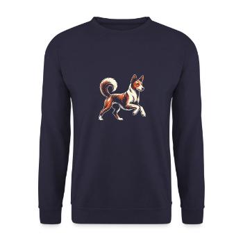 Basenji - Sweat-shirt Unisexe - marine - Devant - Alina (178cm) & Michal (187cm)