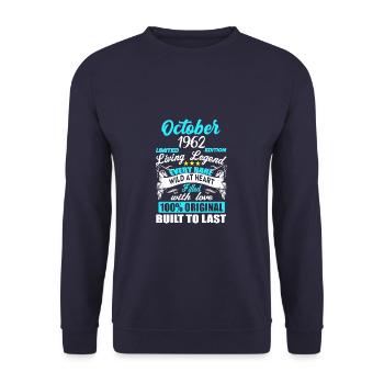 Octobre 1962 - Cadeau du 60e anniversaire. Légende. - Sweat-shirt Unisexe - marine - Devant - Alina (178cm) & Michal (187cm)