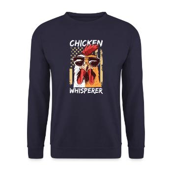 Hühnerflüsterer Chicken Whisperer - Unisex Sweatshirt - navy - Front - Alina (178cm) & Michal (187cm)