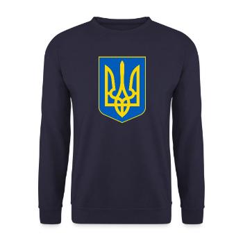 We Stand with Ukraine! - Unisex Sweatshirt - navy - Front - Alina (178cm) & Michal (187cm)